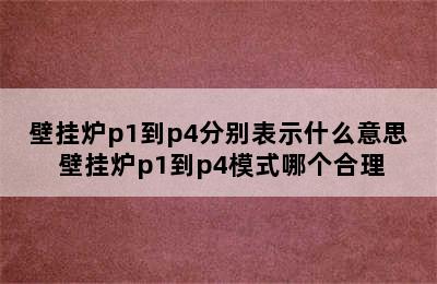 壁挂炉p1到p4分别表示什么意思 壁挂炉p1到p4模式哪个合理